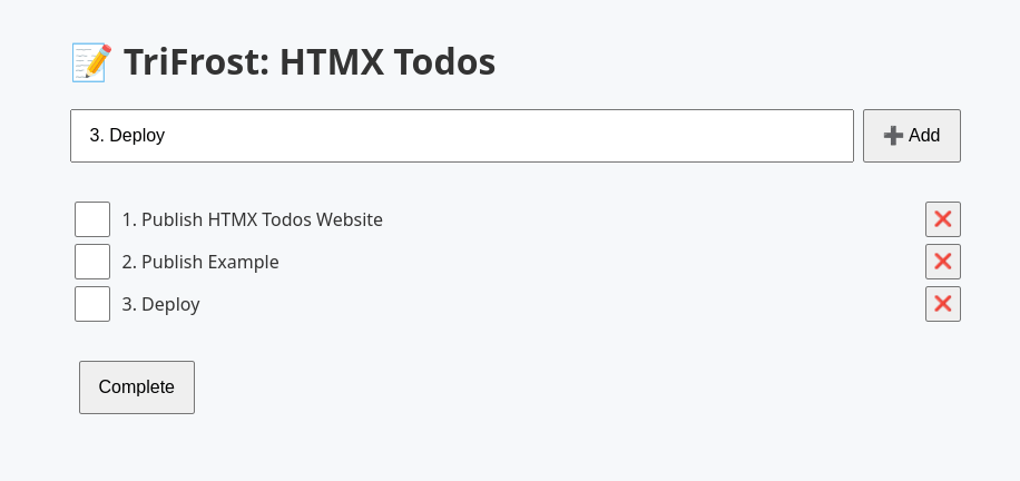 Homepage of the example